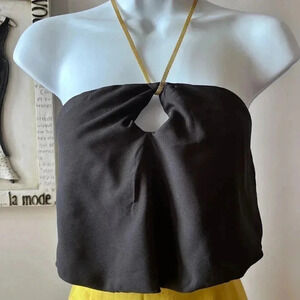 NWT Girl Soul Black Halter Chain Strap Crop Top Size L